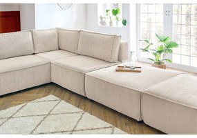 Krémovobiela menčestrová rohová pohovka (do tvaru "U"/variabilná) Nihad modular – Bobochic Paris