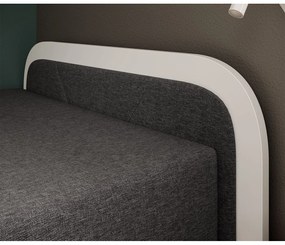 Biela/tmavosivá čalúnená/z drevotriesky jednolôžková posteľ s úložným priestorom s matracom 80x190 cm Parys – ELTAP