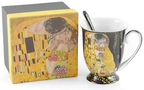 Home Elements Hrnček s lyžičkou 280 ml, Klimt Bozk, čierny