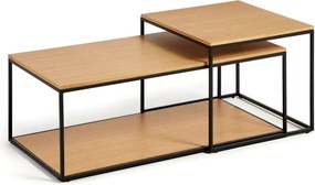 Okrúhle konferenčné stolíky s doskou v dubovom dekore v prírodnej farbe v súprave 2 ks 50x100 cm Yoana – Kave Home