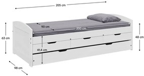 Jednolôžková posteľ 90x200 cm Marcy (biela). Vlastná spoľahlivá doprava až k Vám domov. 1064606