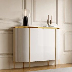 KOMODA ADALIA L BIELY MRAMOR + ZLATÁ 140 cm