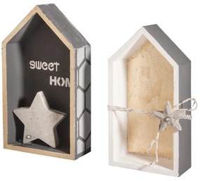 Sada 2 ks drevených poličiek v tvare domčeka LITTLE HOUSES