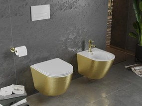Mexen Lena, závesný bidet 480x370x325 mm, biela - zlatý vzor, 35224807