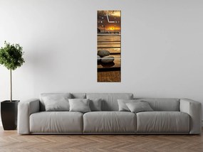 Gario Obraz s hodinami Nádherné ráno pri móle - 3 dielny Rozmery: 80 x 40 cm