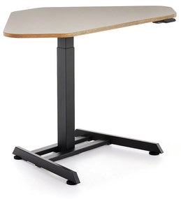 Nastaviteľný rohový stôl NOVUS, 1200x750 mm, hlinená šedá doska, čierny rám