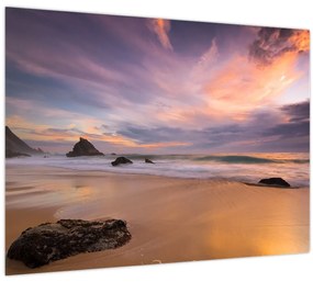 Sklenený obraz - Praia da Adraga (70x50 cm)