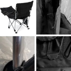 Divero 75907 Kempingová stolička s odnímateľnou podnožkou, čierna