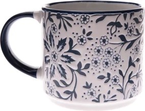 Hrnček 390 ml, biely, kvetinový%