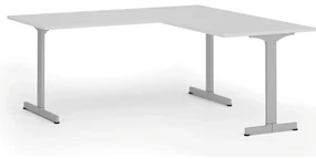 Kancelársky stôl PRIMO BETA L, 180x180 cm, sivá podnož, biela