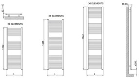 Cordivari Lisa 22 electric s ECO termostatom - Radiátor 1732x500 mm, chróm 3581646110122