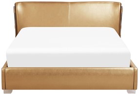 Kožená vodná posteľ 160 x 200 cm zlatá PARIS Beliani