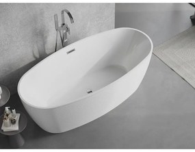 Mexen Lira, voľne stojaca vaňa, vzor, 170 × 80 cm, biela lesklá, chrómový prepad, 52831708000-01