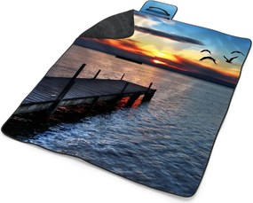 Sablio Plážová deka Západ slnka nad mólom: 200x140 cm