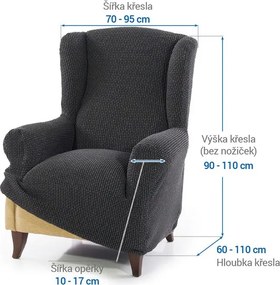 Super strečové poťahy NIAGARA antracitová kreslo ušiak (š. 70 - 95 cm)