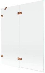 Mexen Lunar, 2-krídlová vaňová zástena ľavá 140 x 150 cm, číre sklo, ružové zlato, 897-140-100-60-00-L