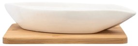 Altom Porcelánová delená miska na bambusovom podnose, 26 x 14 x 5 cm