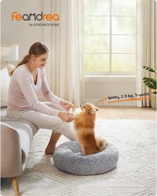 Pelech pre psa, pelech pre mačku, povrch mäkký plyš, 60 cm, sivý