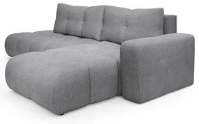 Rozkladacia rohová čalúnená sedacia súprava s úložným priestorom do tvaru L ALMADA pravá šedá