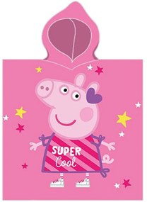 Dievčenské plážové pončo - osuška s kapucňou Prasiatko Peppa Super Cool