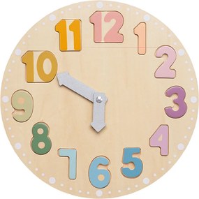 Drevené puzzle hodiny Jabadabado s pohyblivými ručičkami a číslami
