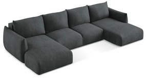 Tmavosivá ženilková rozkladacia rohová pohovka (do tvaru "U") Leila – Makamii