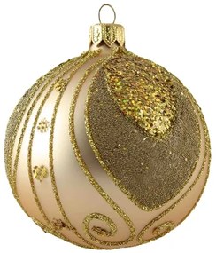 Sklenená vianočná banka zlatá dekor