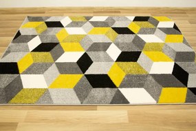 Koberec Sumatra E219 Romby Cubes žltý / sivý / krémový