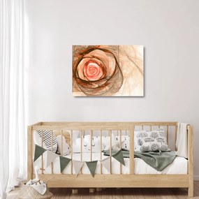 Sklenený obraz - Abstraktné ruže ružová s bielym pozadím (70x50 cm)