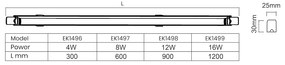 Ecolamp LED svietidlo Vito, 1x LED 14w, 4000k, w, (120 cm), vypínač