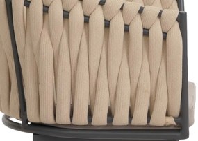 Záhradné stoličky HWC-N38 (SET 6 ks), olefínové lano, krémové vankúše - svetlo hnedá