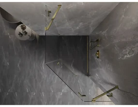 Mexen Lunar, päťuholníkový sprchový kút naklápací vpravo 80 x 100 cm, 8mm číre sklo, zlatý profil, 831-080P-100L-50-00-P
