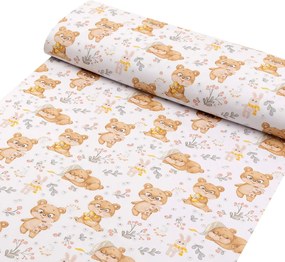 Biante Detské bavlnené posteľné obliečky do postieľky Sandra SA-524 Roztomilí medvedíkovia na bielom Do postieľky 90x120 a 40x60 cm
