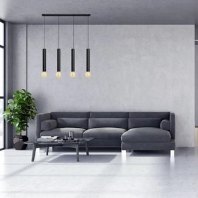 Luster na lanku TUBA 4xE27/15W/230V čierna