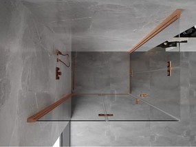 Mexen Mist-F Duo, skladací sprchový kút 80 x 75 cm, priehľadný, brúsená meď - 8A6-080L-075P-65-00
