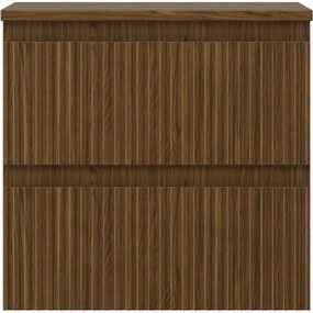 Mexen Rivel, kúpeľňová skrinka 50 cm s hornou časťou, 2 zásuvky, drážkovaná, orech, 91A20-05047-2-BFFC86