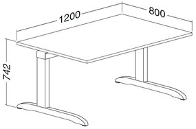 Stôl ProOffice C 80 x 120 cm, buk