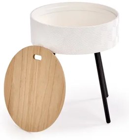 Konferenčný stolík AURA 45x38 cm biela/čierna/béžová