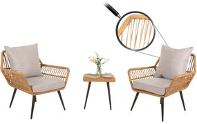 Záhradná súprava stoličiek a stolíka HWC-N34 - svetlo sivá