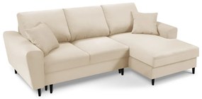 Béžová menčestrová rozkladacia/s úložným priestorom rohová pohovka (pravý roh/s leňoškou) Kyoto – Cosmopolitan Design