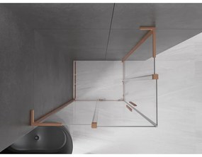 Mexen Velar L Duo, sprchový kút s posuvnými dverami 90 x 80 cm, 8mm číre sklo, medená matná, 871-090-080-02-03-65