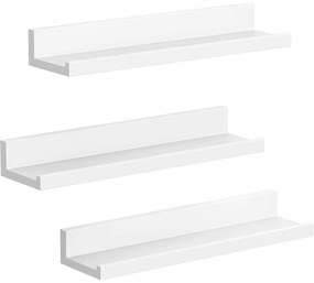 Súprava nástenných políc 3 ks, lesklý povrch, 38 x 10 cm, biele