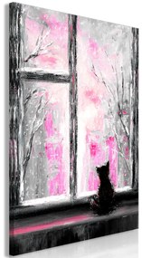 Artgeist Obraz - Longing Kitty (1 Part) Vertical Pink Veľkosť: 40x60, Verzia: Premium Print