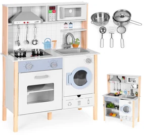 Drevená kuchynka pre deti, LED zvuky, kuchynské doplnky, ECOTOYS