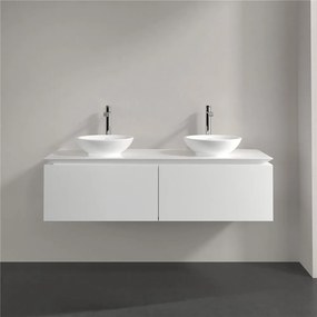 VILLEROY &amp; BOCH Legato závesná skrinka pod dve umývadlá na dosku, 2 zásuvky, 1400 x 500 x 380 mm, Glossy White, B59100DH