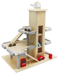 Veľká drevená garáž ECOTOYS s autami