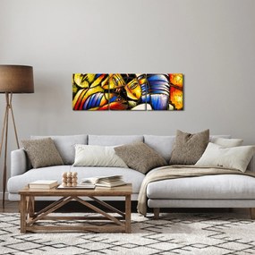 Obraz - Olejomaľba, milenci (s hodinami) (90x30 cm)