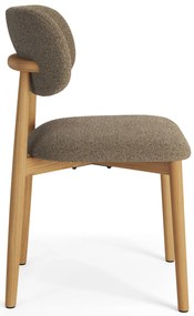 ALDO Hnedá Taupe (látka Monza 40) / lakovaný dubový rám – DREVENÁ BOUCLÉ STOLIČKA DO OBÝVAČKY, JEDÁLNE A KUCHYNE V RETRO ŠTÝLE