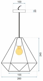 Toolight - Trojuholníková stropná lampa 1xE27 APP252-1CP, čierna, OSW-08007