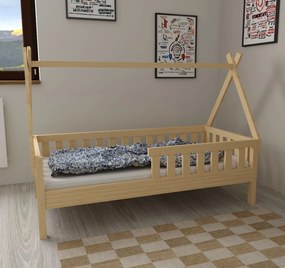 Detská domčeková posteľ z masívu borovice TEA - 200x90 cm - prírodná